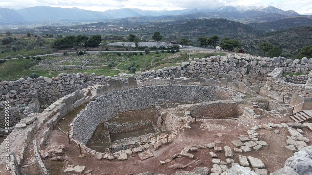 Greece 05,25,24 Archaeological site of ancient citadel of Mycenae , north-eastern Peloponnese, Greece - Greek settlement of the 12th century BC. e. with the ruins of the acropolis Agamennone