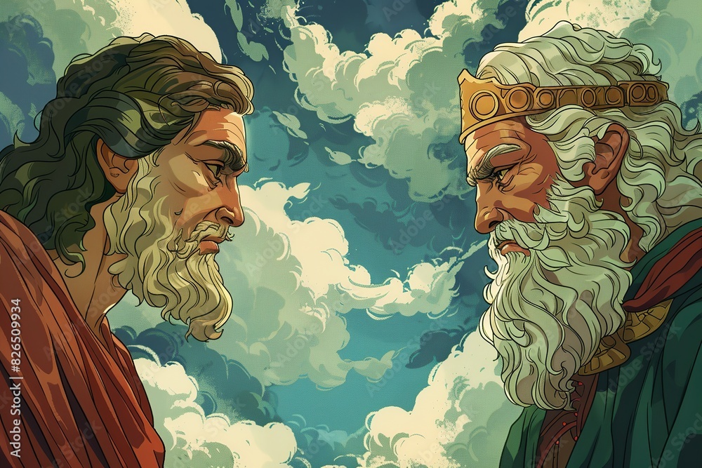 Delve into the vibrant cartoon scene depicting King Solomon's quest for