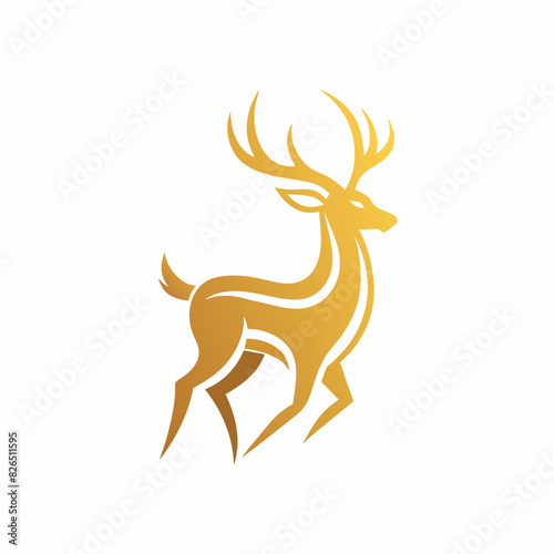  a minimalist golden deer font face view logo vector art illustration   icon logo