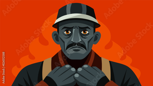 The coal stokers hands were calloused and blackened from years of tending to the furnace but his eyes still held a spark of determination and pride.. Vector illustration