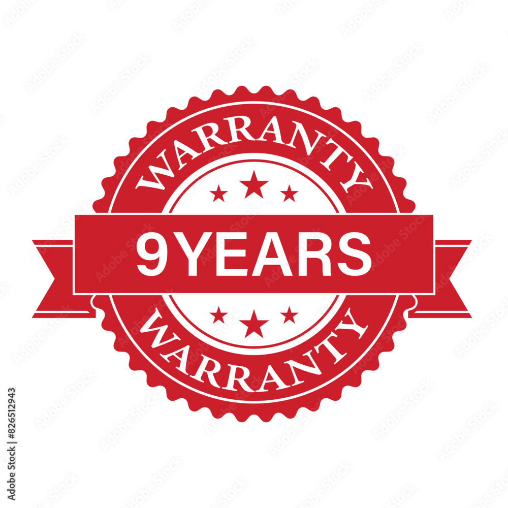 Obraz premium 9 Years Warranty. Warranty Sign. Vector Illustration Isolated on White Background. 