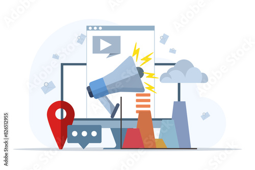 collection of digital marketing strategy concepts. Business development, social media management, SMM, brand insight, campaign strategy development, online channels metaphor. vector illustration.