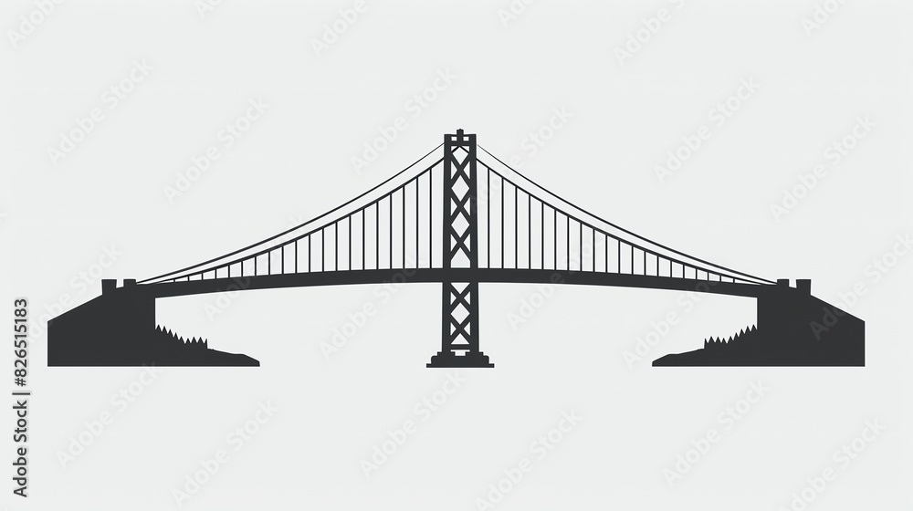 Obraz premium Black silhouette of the San Francisco-Oakland Bay Bridge