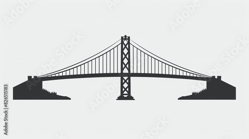 Black silhouette of the San Francisco-Oakland Bay Bridge photo
