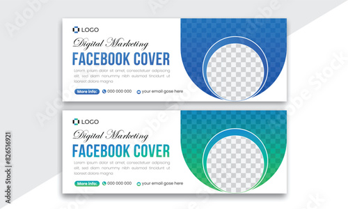 Digital marketing agency facebook cover photo design with creative shape or web banner for digital marketing business