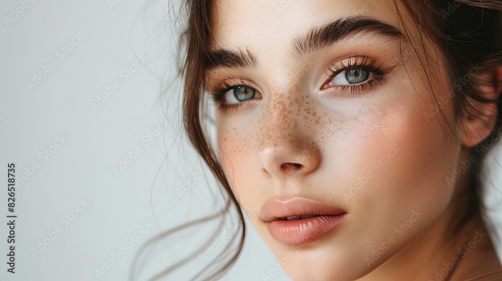 young woman with natural makeup. young woman with natural makeup.