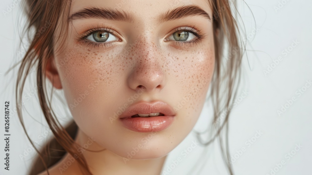 young woman with natural makeup. young woman with natural makeup.