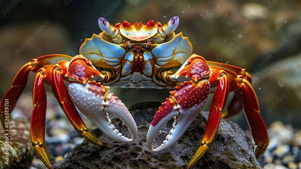 Angry crab with claws on background. Generative Ai Angry crab with claws on background. Generative Ai