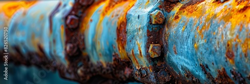Close-up of a metal pipe covered in rust and corrosion, showcasing the process of decay and deterioration over time