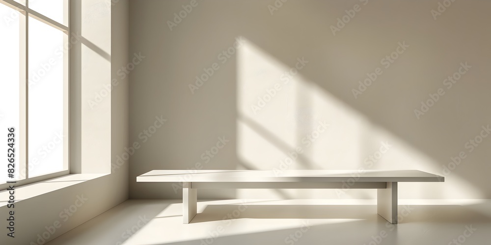 Fototapeta premium Sunlit Minimal Table for Product Display in Contemporary Interior