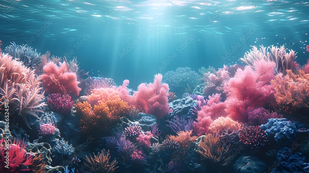 Obraz premium Vibrant Coral Reef Teeming with Diverse Marine Life Showcasing the Beauty and Importance of Ocean Conservation