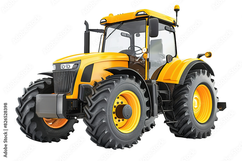 Yellow modern tractor isolated on transparent background Yellow modern tractor isolated on transparent background