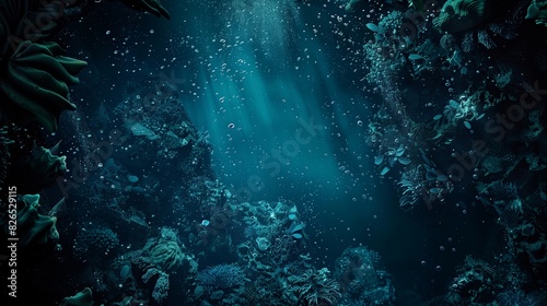 Wallpaper Mural A top-down view of the dark and deep underwater world. Torontodigital.ca