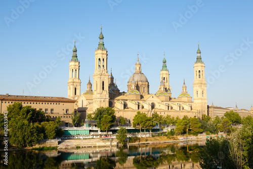 Saragossa city day view, Spain. Zaragoza cathedral. photo