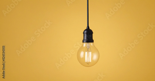 Business creativity and inspiration concepts with lightbulb on yellow background