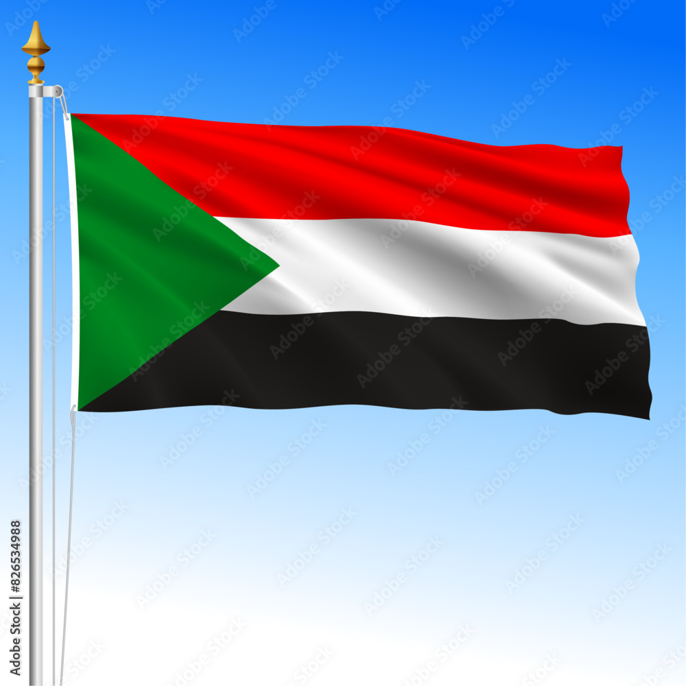 Sudan, official national waving flag, african country, vector illustration Sudan, official national waving flag, african country, vector illustration