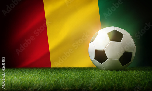Guinea national team background with ball and flag top view