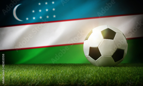 Uzbekistan national team background with ball and flag top