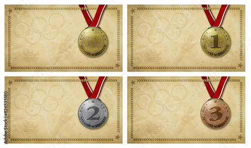 Set of olympic qualifying certificates for participation in sporting events