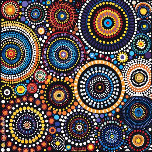 Aboriginal Australian geometric dot paintinginspired illustration, photo