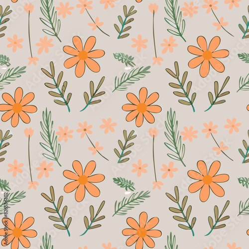 Flower pattern with leaves floral single line art pattern8