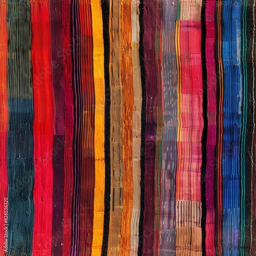 Bolivian aguayo textile illustration with colorful stripes,