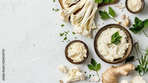 White background with horseradish