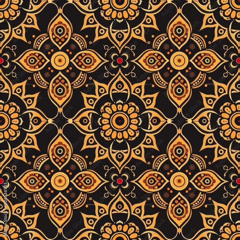 Indonesian Batik geometric pattern illustration with abstract designs, Indonesian Batik geometric pattern illustration with abstract designs,