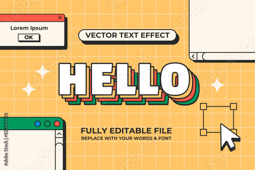 Hello Retro Vintage Vector Text Effect