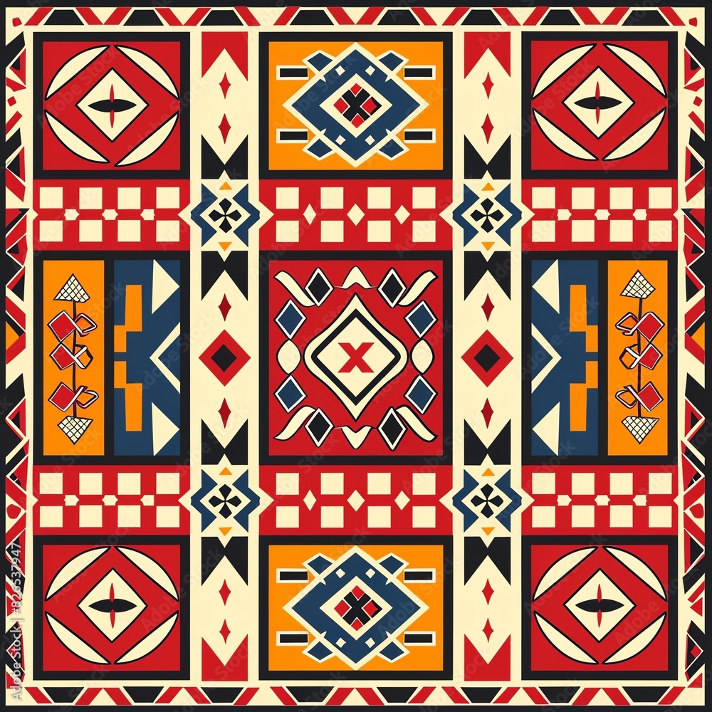 Somali geometric textile pattern illustration with traditional motifs,