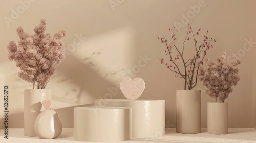 3D podium background, Valentine's Day product display scene for product placement. product display, mockup, product presentation, 