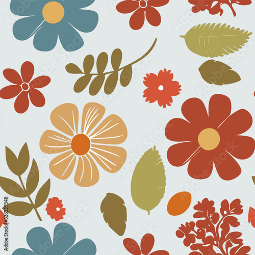 Flower pattern with leaves floral single line art pattern10