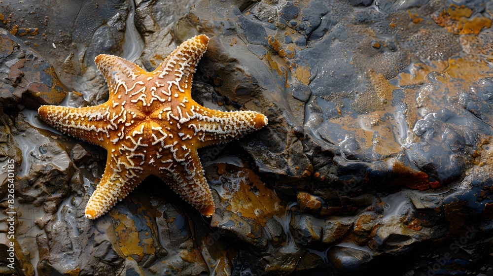 Vibrant Starfish Clings to Rugged Coastal Rock Showcasing the Intricate Beauty of Marine Invertebrates Vibrant Starfish Clings to Rugged Coastal Rock Showcasing the Intricate Beauty of Marine Invertebrates