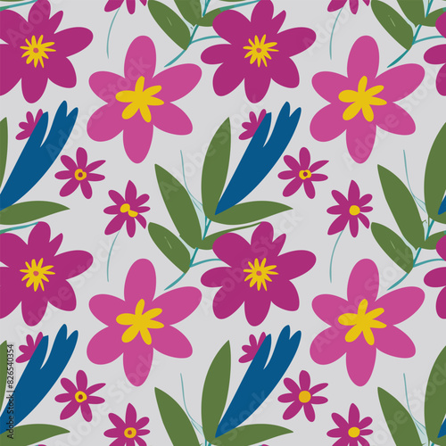 Flower pattern with leaves floral single line art pattern11