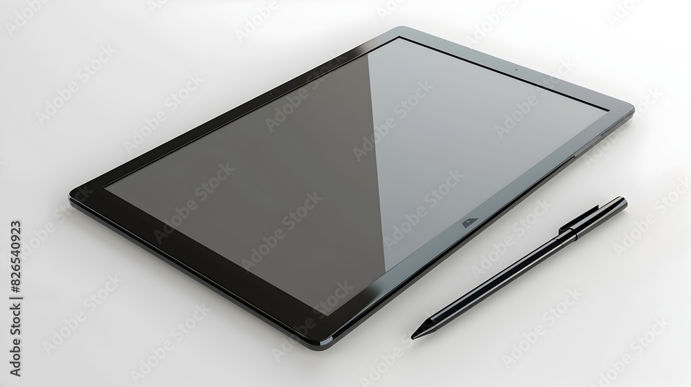 3D Tablet with Modern Stylus on Pure White 3D Tablet with Modern Stylus on Pure White