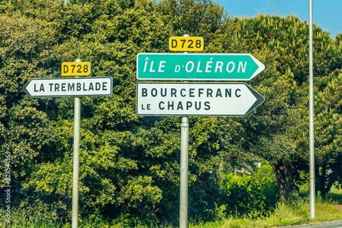 La Tremblade, Ile d'Oléron and Bourcefranc le Chapus road signs in France