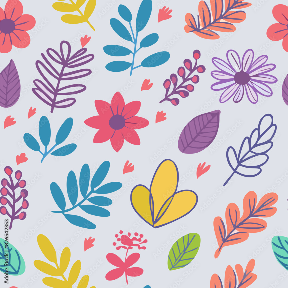 Flower pattern with leaves floral single line art pattern15 Flower pattern with leaves floral single line art pattern15