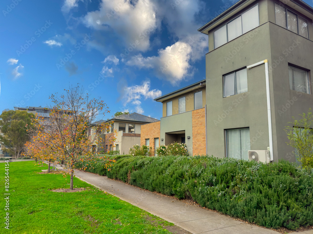 Suburban residential building in Sydney NSW at sunset Melbourne Victoria Australian Suburbia Suburban residential building in Sydney NSW at sunset Melbourne Victoria Australian Suburbia