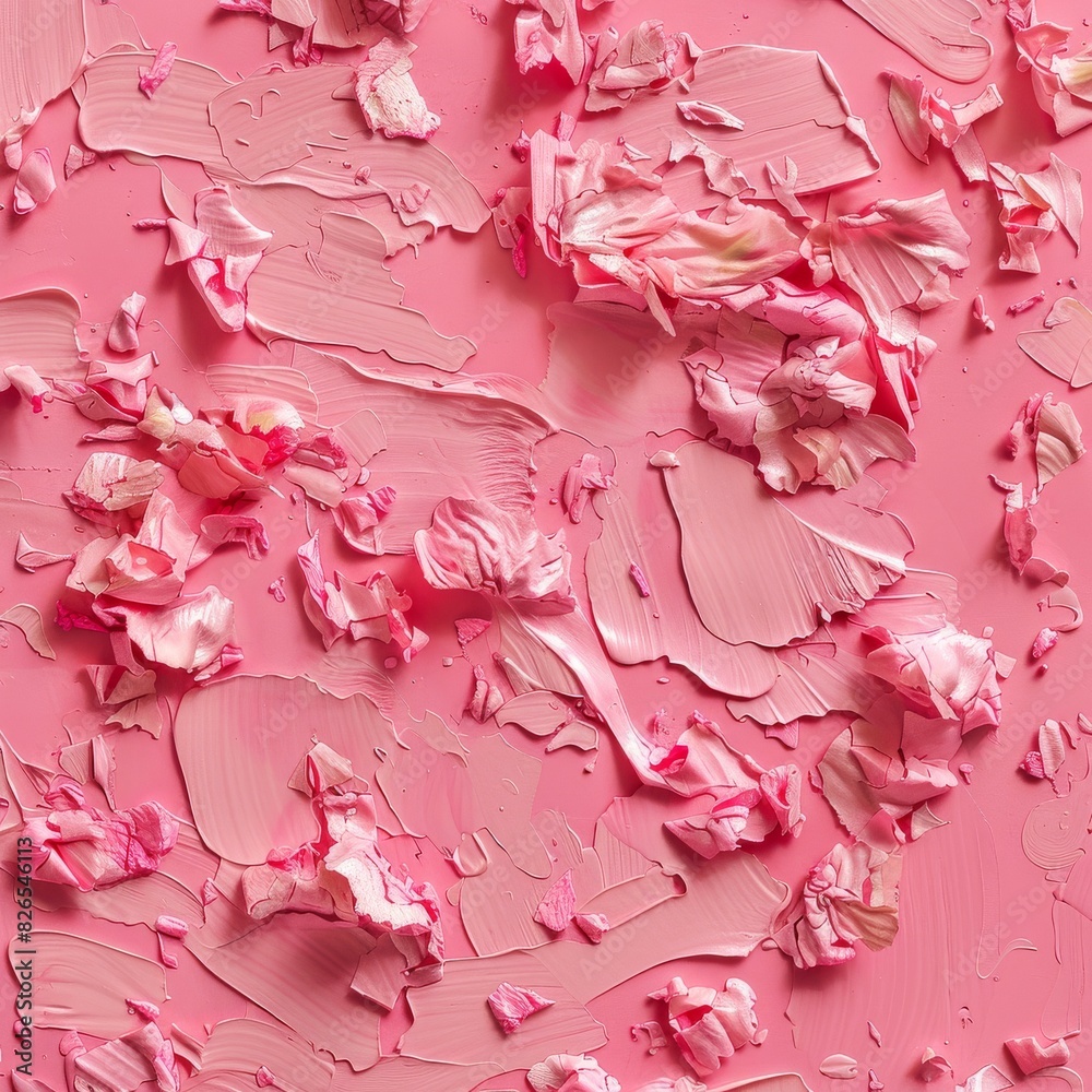 rose randomly scattered on a flat surface in a pink color. 