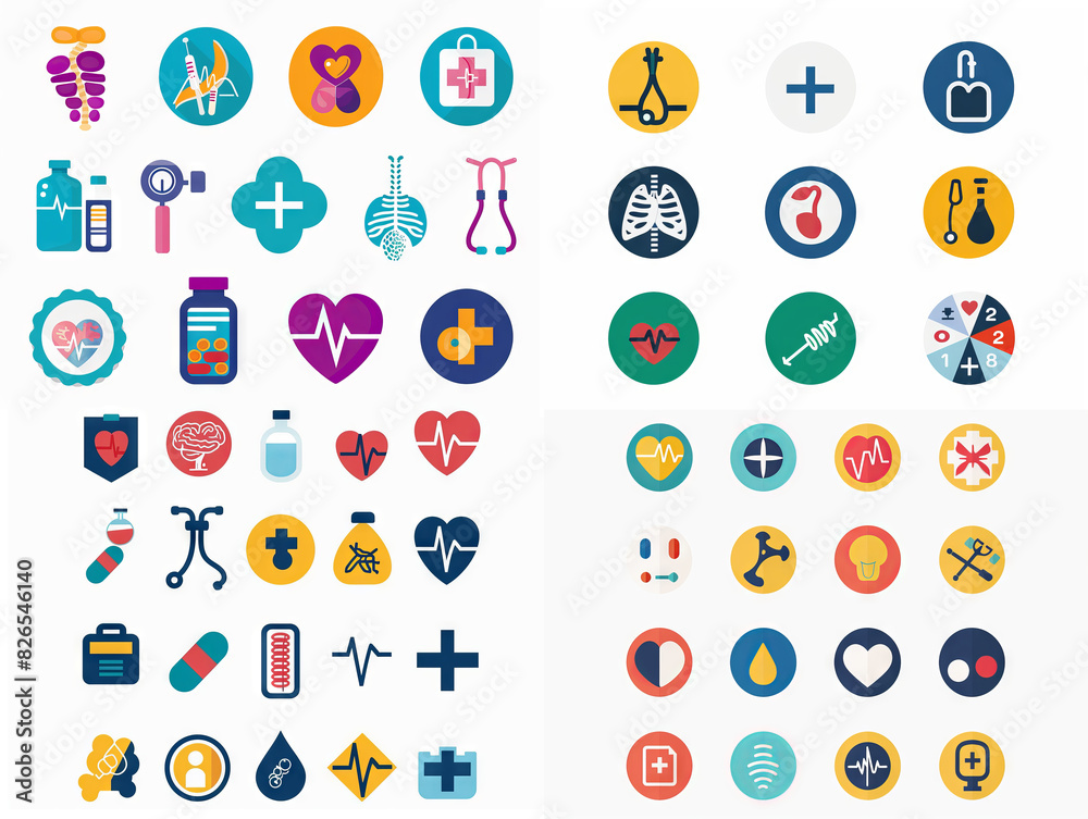 Healthcare flat glyph 2D infograms Healthcare flat glyph 2D infograms