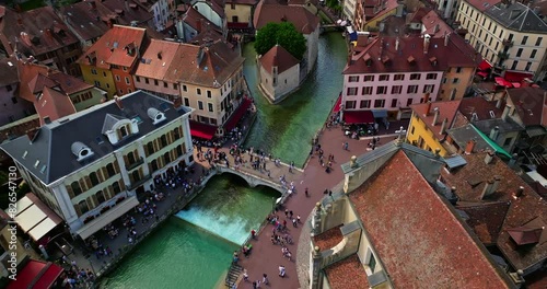 Aerial view of Annecy city. Touristic place in France