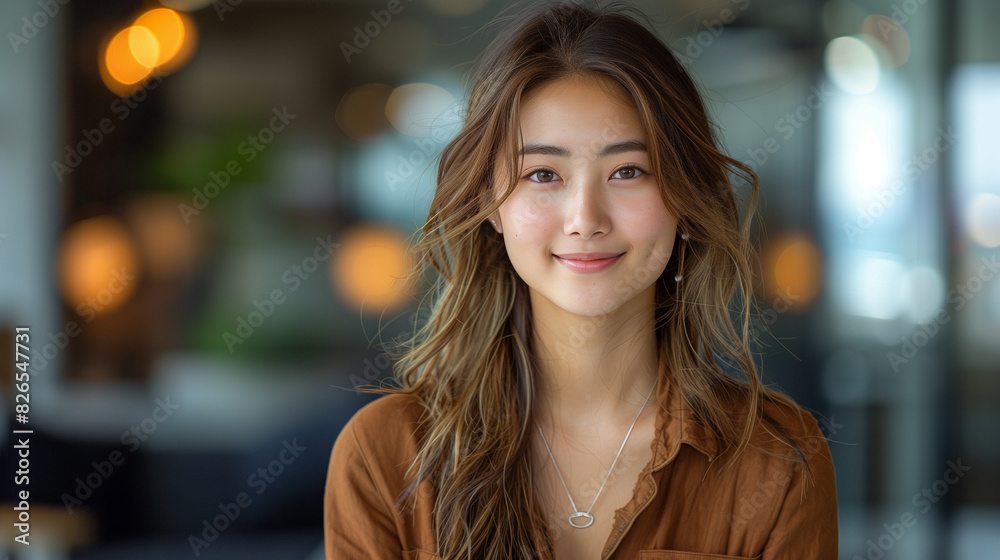 custom made wallpaper toronto digitalAsian Student Woman Face Portrait with Smile.