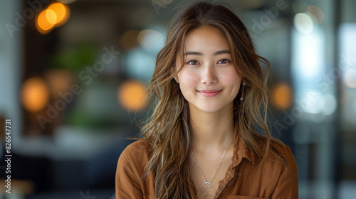 Wallpaper Mural Asian Student Woman Face Portrait with Smile. Torontodigital.ca