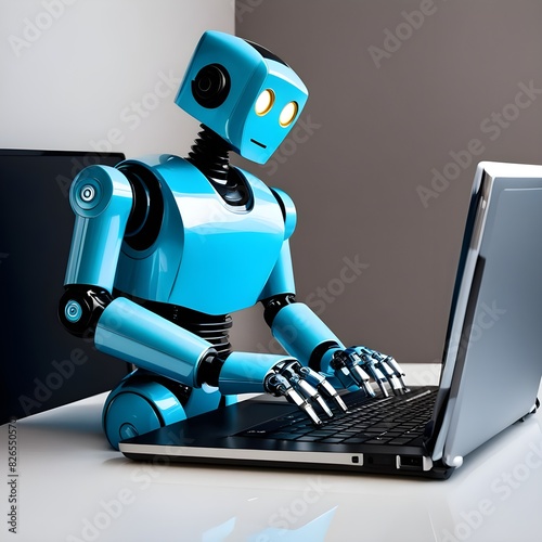 robot with laptop