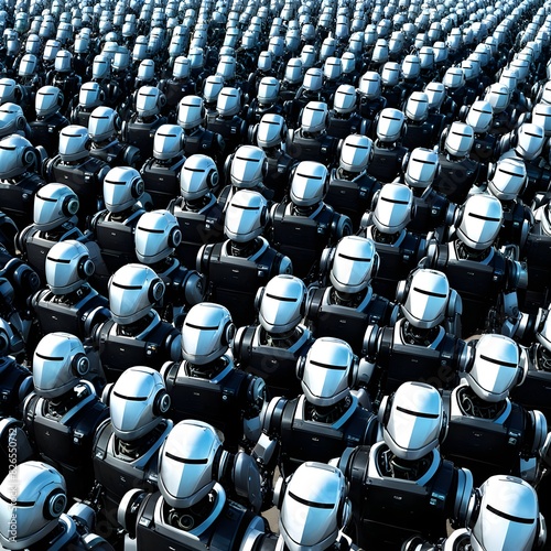 Army of Robots staring up to the sky