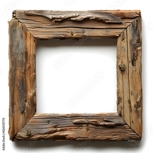 Rustic Handcrafted Wooden Frame with Visible Tool Marks and Organic Grain for Artisanal Displays and Product Mockups photo