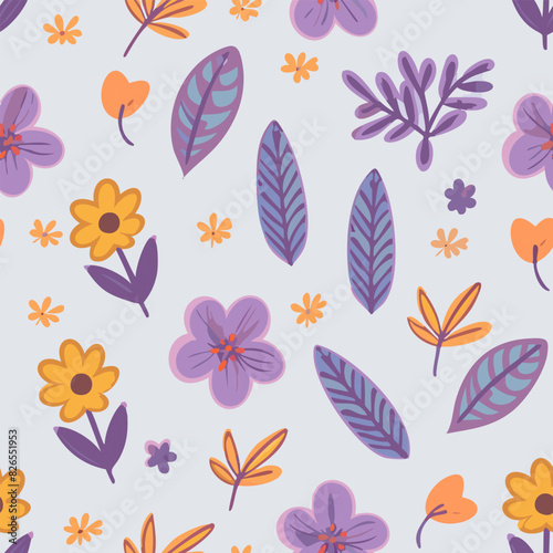 Flower pattern with leaves floral single line art pattern21