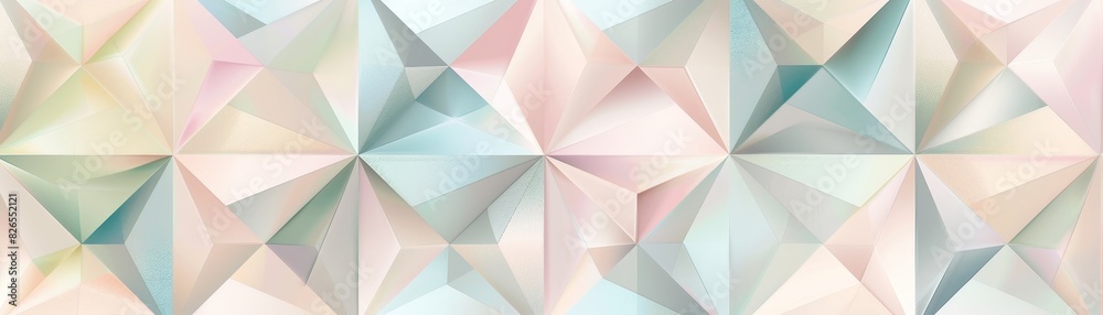 Obraz premium Abstract pastel geometric pattern with soft hues of pink, blue, and beige. Perfect for backgrounds, designs, and creative projects.
