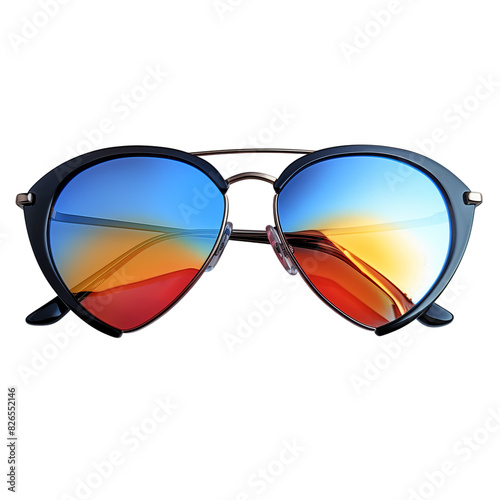 Stylish Sunglasses with Reflective Lenses Isolated on Transparent Background, PNG