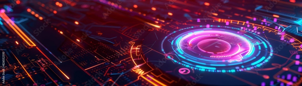 Illustration of an automation system icon with a bright, dynamic theme Illustration of an automation system icon with a bright, dynamic theme
